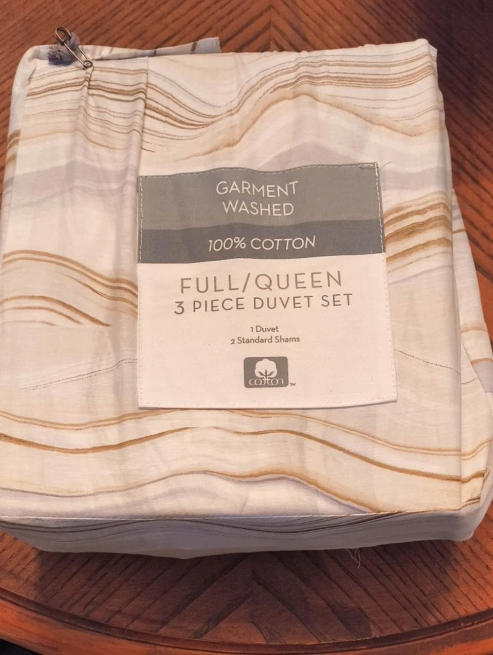 100% Cotton Full/Queen Duvet Set in Cream and Tan